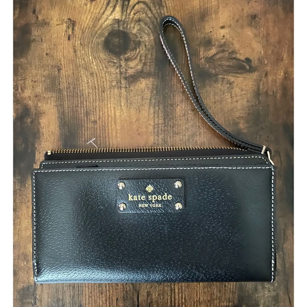 Kate Spade Grand Street Layton Bgnvillea purse Wallet Leather Black NWOT